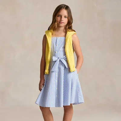 Ralph Lauren Kids' Striped Cotton Poplin Dress In Yellow