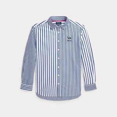 Ralph Lauren Kids' Striped Cotton Poplin Fun Shirt In Blue