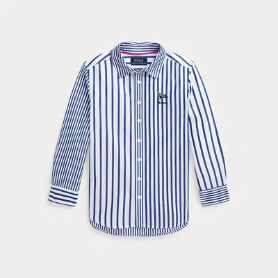 Ralph Lauren Kids' Striped Cotton Poplin Fun Shirt In Blue