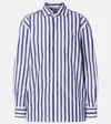 Ralph Lauren Striped Cotton Poplin Shirt In Blue