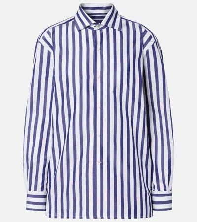 Ralph Lauren Striped Cotton Poplin Shirt In Blue