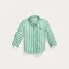 Ralph Lauren Striped Cotton Poplin Shirt In Green
