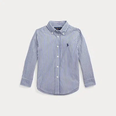 Ralph Lauren Kids' Striped Cotton Poplin Shirt In Navy/white In Blue