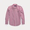 Polo Ralph Lauren Kids' Striped Cotton Poplin Shirt In Red