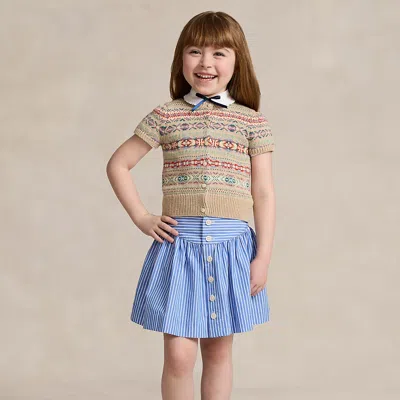 Ralph Lauren Kids' Striped Cotton Poplin Skirt In Blue