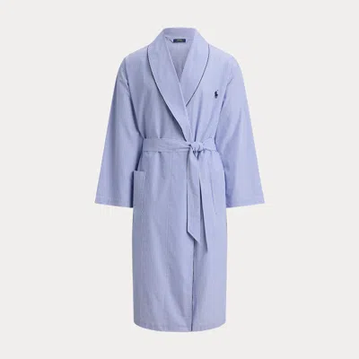 Polo Ralph Lauren Striped Cotton Robe In Blue Valley Stripe