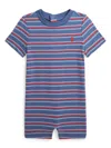 Polo Ralph Lauren Striped Cotton Romper In Blue