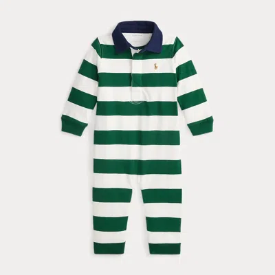 Ralph Lauren Babies'  Striped Cotton Rugby Coverall In Multi