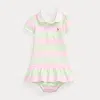 Polo Ralph Lauren Baby Girls Striped Rugby Dress With Bloomers In Bath Pink Multi