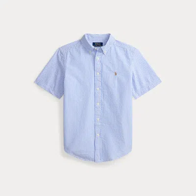Ralph Lauren Kids' Striped Cotton Seersucker Shirt In Blue/white