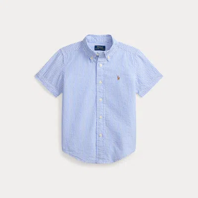 Ralph Lauren Kids' Striped Cotton Seersucker Shirt In Blue/white