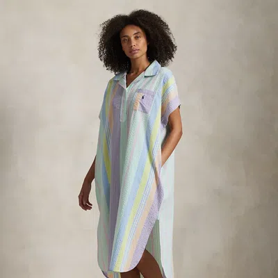 Ralph Lauren Striped Cotton Seersucker Sleep Shirt