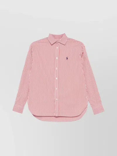 Ralph Lauren Striped Cotton Shirt Buttoned Cuffs In Pink