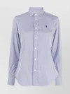 Ralph Lauren Striped Cotton Shirt With Curved Hem In White