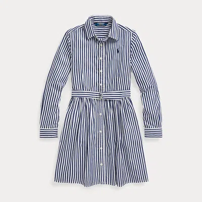 Ralph Lauren Kids' Striped Cotton Shirtdress In Blue