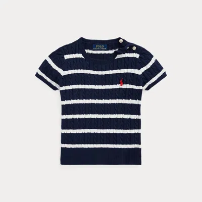 Ralph Lauren Kids' Striped Cotton Short-sleeve Jumper In Blue