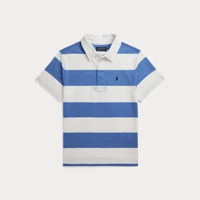 Ralph Lauren Kids' Striped Cotton Short-sleeve Rugby Shirt In Blue