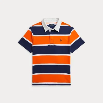 Ralph Lauren Kids' Striped Cotton Short-sleeve Rugby Shirt In Orange