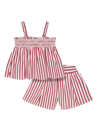 Polo Ralph Lauren Kids' Striped Cotton Shorts In 红色