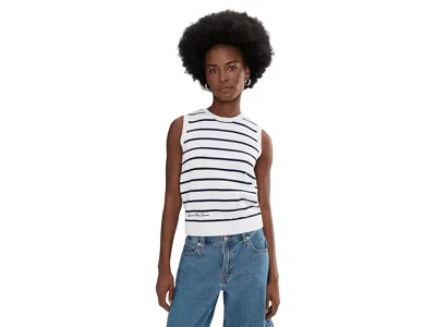 Ralph Lauren Striped Cotton Sleeveless Sweater In White