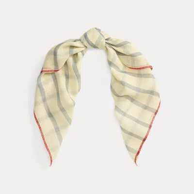 Ralph Lauren Striped Cotton Square Scarf In Blue Note In Brown
