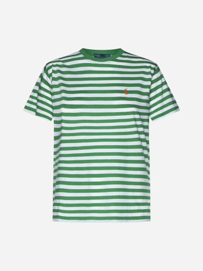 Ralph Lauren Striped Cotton T-shirt In Preppy Green White