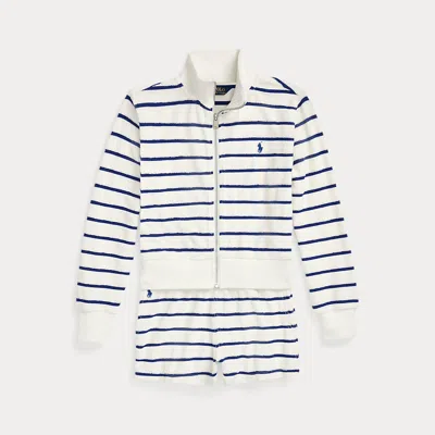 Ralph Lauren Kids' Striped Cotton Terry Jacket & Short Set In White