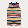 Ralph Lauren Striped Cotton Terry Shortall In Yellow Stripe Multi