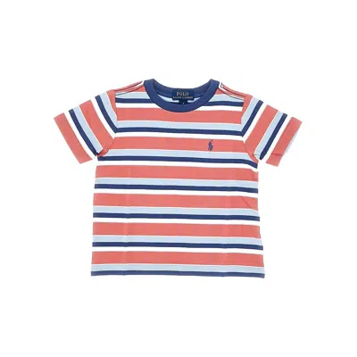 Ralph Lauren Striped Cotton T-shirt With Logo Embroidery Kids In Multi