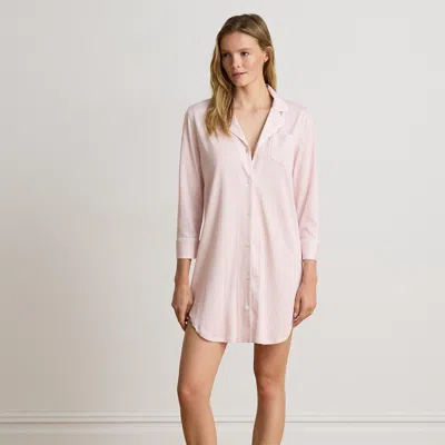 Ralph Lauren Striped Cotton-blend Jersey Sleep Shirt In Pink Stripe