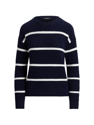 Ralph Lauren Striped Cotton-knit Sweater In Black