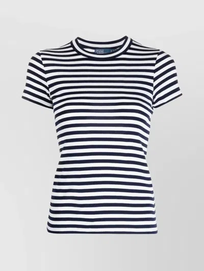 Ralph Lauren Striped Crew Neck Jersey T-shirt In White