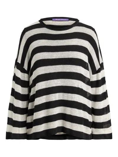 Ralph Lauren Striped Crew-neck Sweater In Black