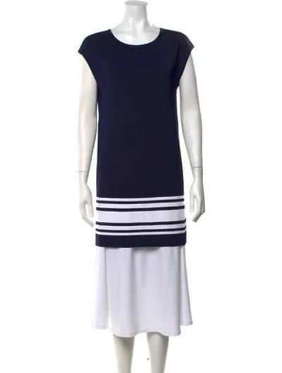 Pre-owned Ralph Lauren Striped Crew Neck Sweater In Blue