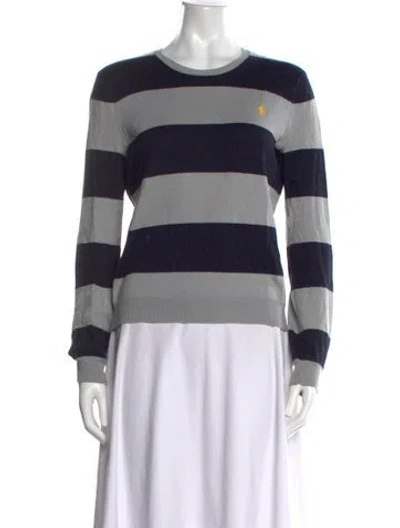 Pre-owned Ralph Lauren Striped Crew Neck Sweater In Blue/grey