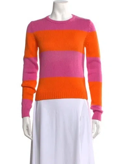 Pre-owned Ralph Lauren Striped Crew Neck Sweater In Pink