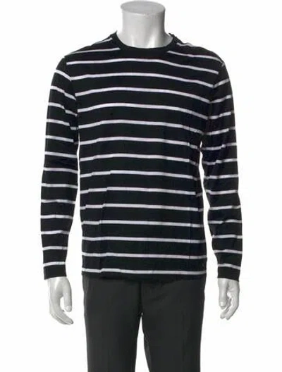 Pre-owned Ralph Lauren Striped Crew Neck Sweatshirt In Black