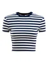 Ralph Lauren Robbin Striped Jersey Cropped Tee In Blue