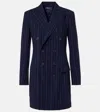 Ralph Lauren Striped Double-breasted Wool Blazer Dress In Blue