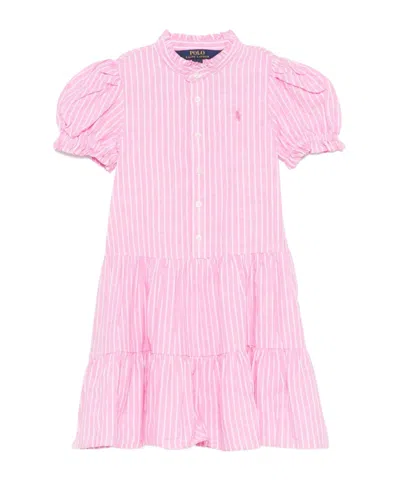 Ralph Lauren Striped Dress In Rose Pink