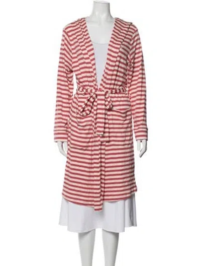 Pre-owned Ralph Lauren Striped Embroidered Accent Robe In Multicolor