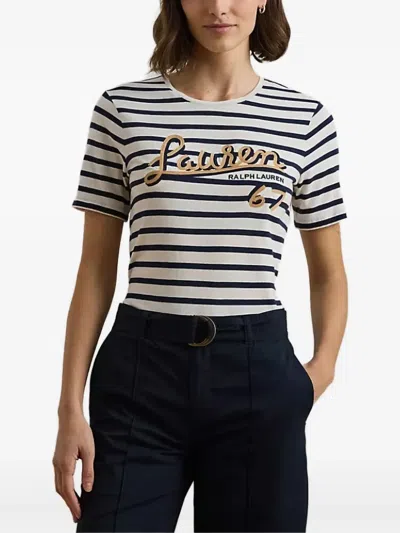 Ralph Lauren Gestreiftes T-shirt Mit Stickerei