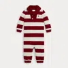 Ralph Lauren Striped Estate-rib Cotton Coverall In Red