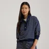 Ralph Lauren Striped French Terry Mockneck Sweatshirt In Blue