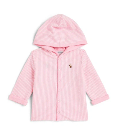 Ralph Lauren Striped Hooded Cardigan (3-24 Months) In Pink