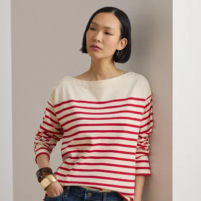 Ralph Lauren Striped Jersey Boatneck Top In Multi