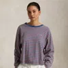 Ralph Lauren Striped Jersey Cropped Long-sleeve Tee In Soft Red Multi