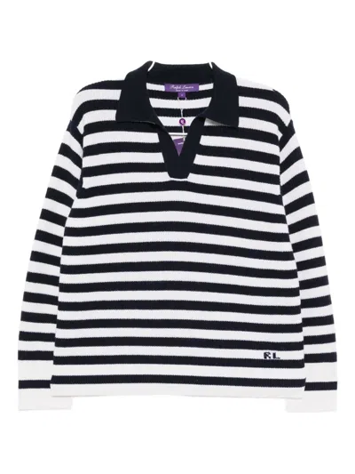 Ralph Lauren Striped Cashmere Marine Knit Polo Sweater In Multi