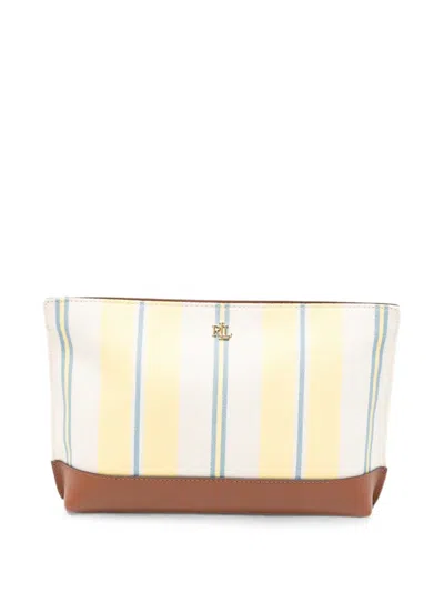Ralph Lauren Striped Leather-trim Clutch Bag In Multi