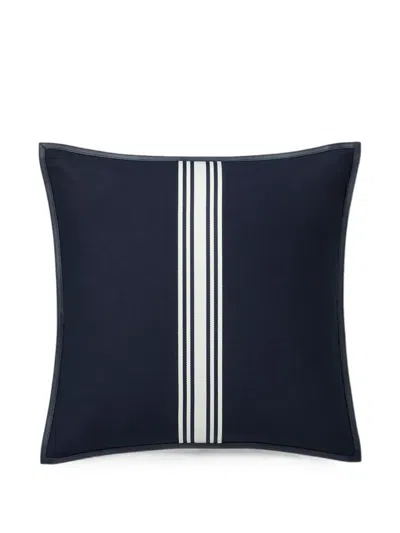 Ralph Lauren Striped Leather-trim Cushion In Blue